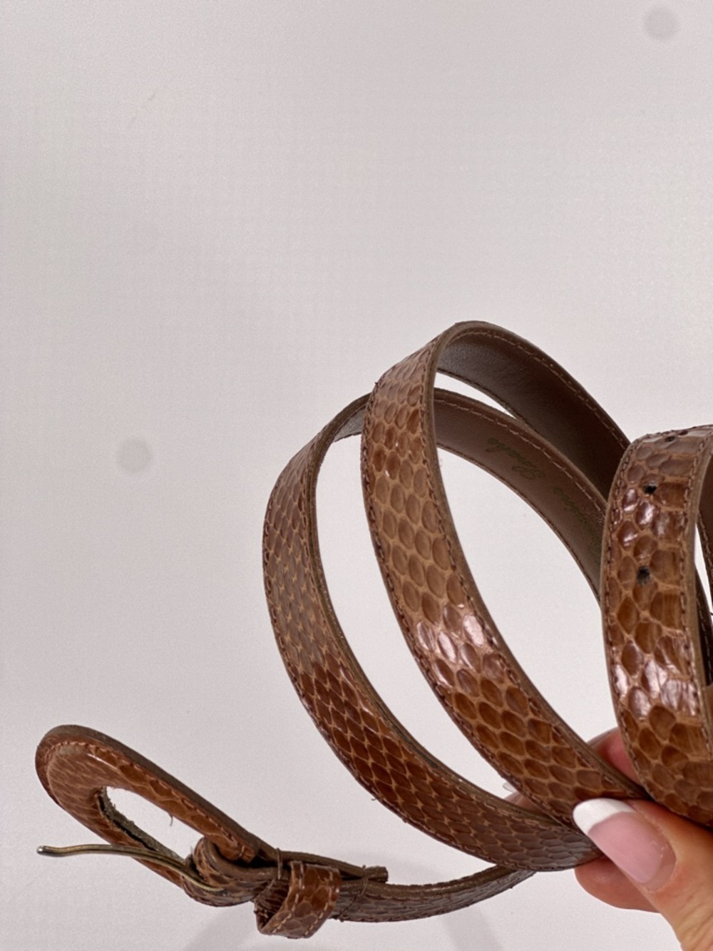 Vintage Genuine Snakeskin Belt 32 35 Brown Waist Accessory - Picture 3 of 12